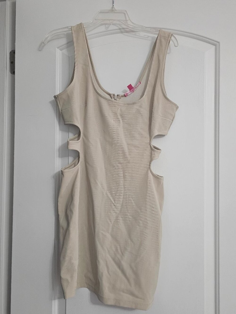 Beige/Cream Walter Baker Side Cut-Out Mini Dress